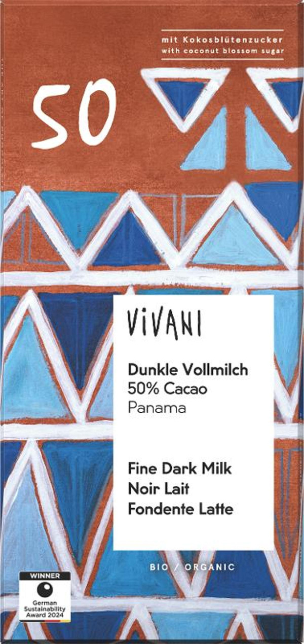 Produktfoto zu Dunkle Vollmilch 50% Kakao Tafelschokolade 80g
