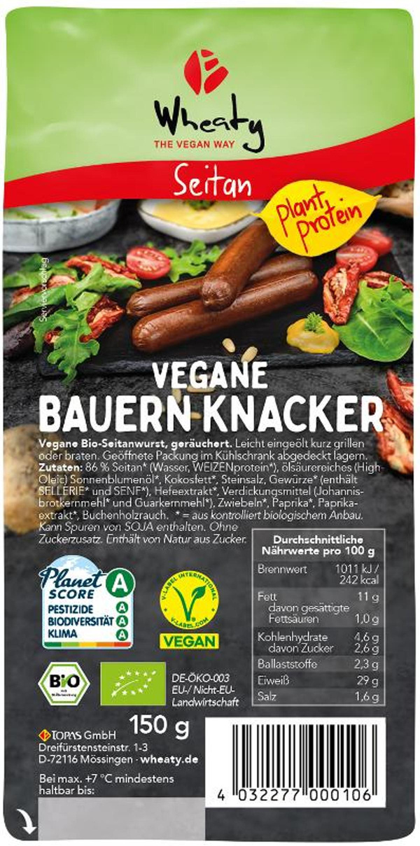 Produktfoto zu Wheaty Vegane Bauern-Knacker