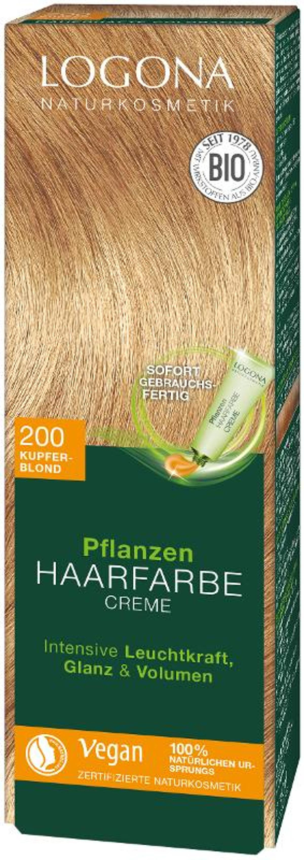 Produktfoto zu Pflanzen Haarfarbe Creme "200 kupferblond"