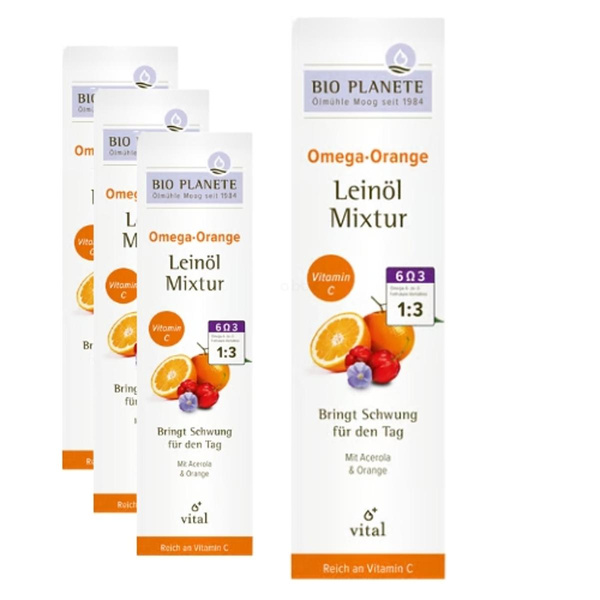 Produktfoto zu Omega Orange - Leinöl Mixtur 4x100ml