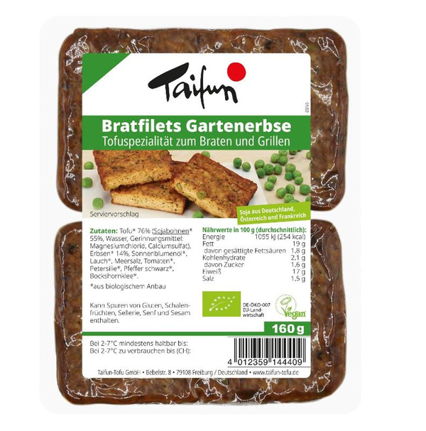 Produktfoto zu Bratfilets Gartenerbse - Tofuspezialität zum Braten und Grillen 160g vegan