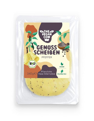 Produktfoto zu Käse Alternative mit Pfeffer in Scheiben vegan
