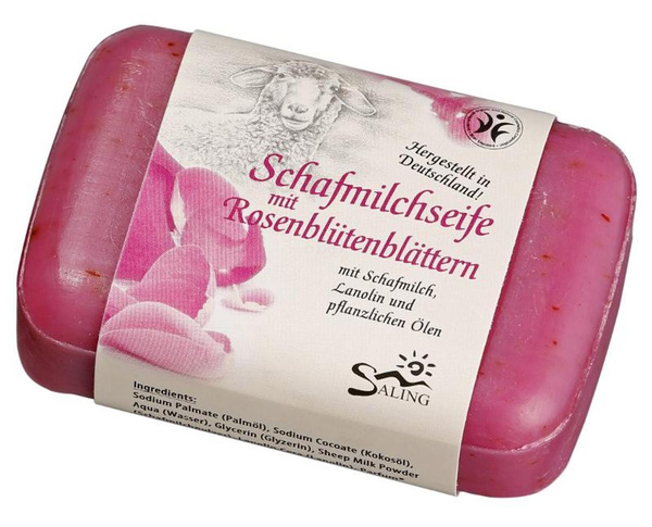 Produktfoto zu Schafmilchseife mit Rosenblütenblättern 100g