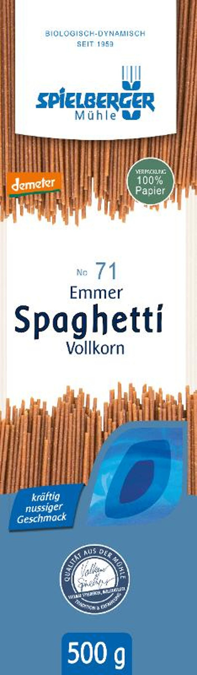 Produktfoto zu Emmer Spaghetti Vollkorn 500g