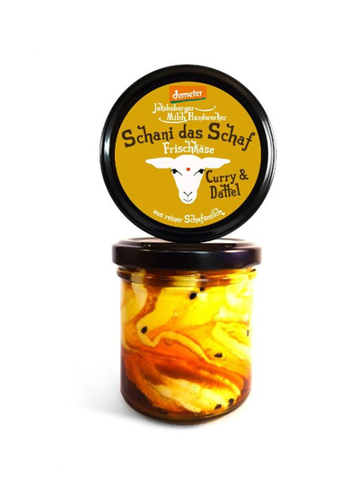 Produktfoto zu Schanti das Schaf Frischkäse Curry & Dattel 135g