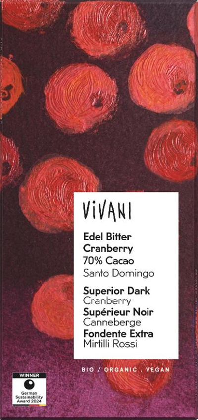 Produktfoto zu Edel Bitter Cranberry 70% Kakao 80g
