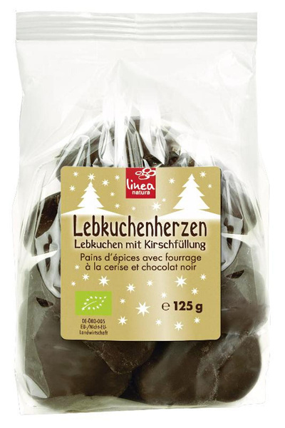 Produktfoto zu Lebkuchenherzen Zartbitter mit Kirschfüllung 125 g