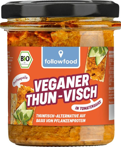 Produktfoto zu veganer ThunVisch in Tomatensauce 180g