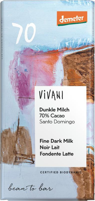 Produktfoto zu Dunkle Milch 70% Kakao Tafelschokolade 90g