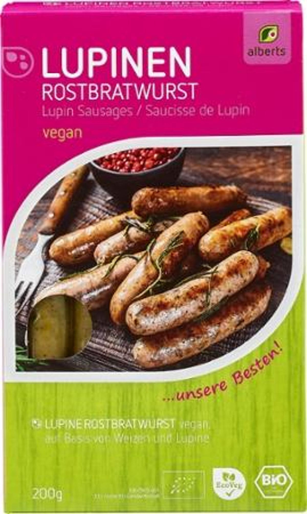 Produktfoto zu Vegane Lupinen Rostbratwürstchen 200g