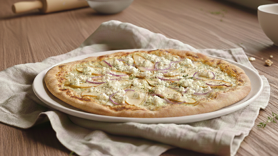Rezeptbild für Flammkuchen mit  Birnen, Zwiebeln &  Ziegenkäse