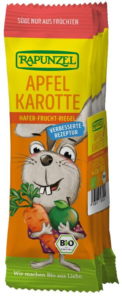 Produktfoto zu Apfel Karotte Hafer-Frucht-Riegel 4 Stück à 23g