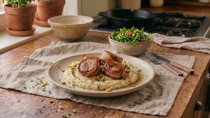 Rezeptbild für Schweinefilet mit Blumenkohl-Püree