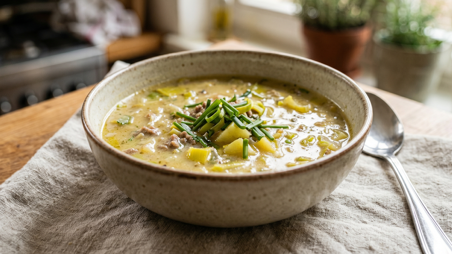 Rezeptbild für Lauchsuppe mit Hack