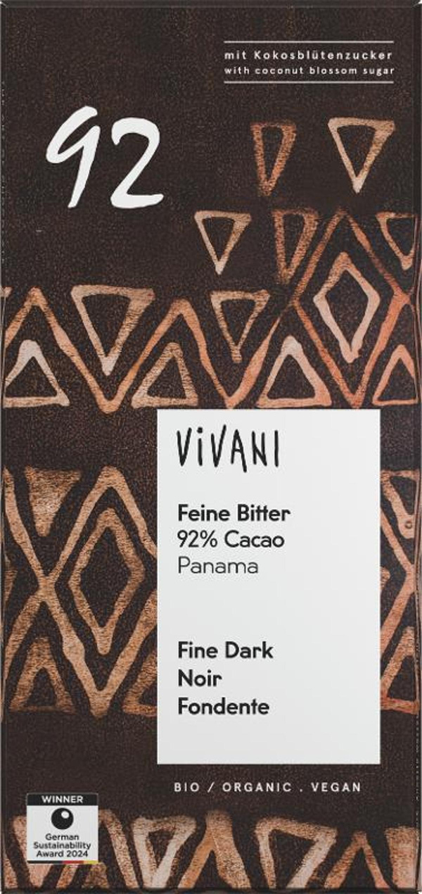 Produktfoto zu Feine Bitter 92% Kakao Tafelschokolade 80g