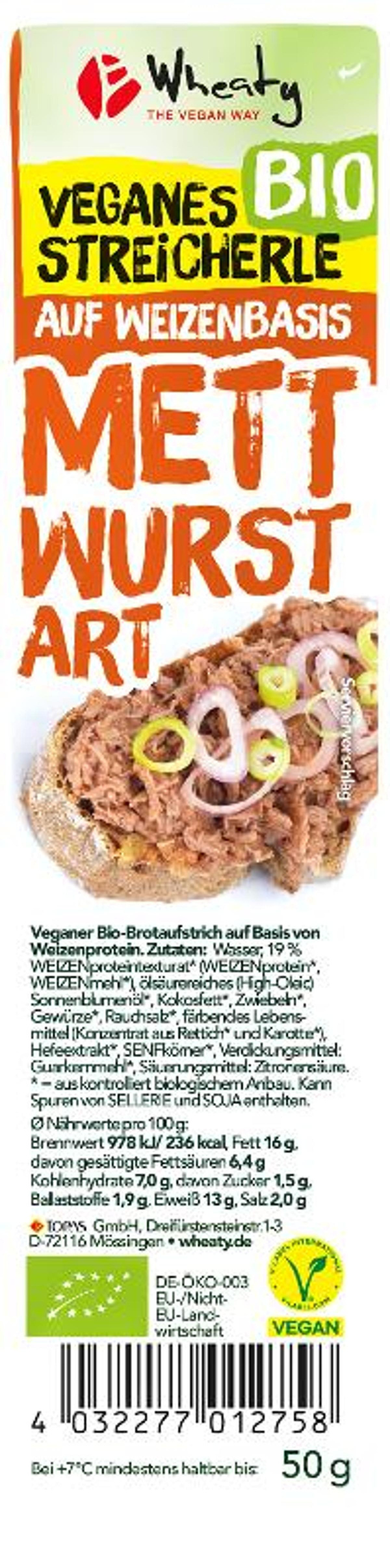Produktfoto zu Wheaty Veganes Streicherle Mettwurst 50 g (2 Stück)