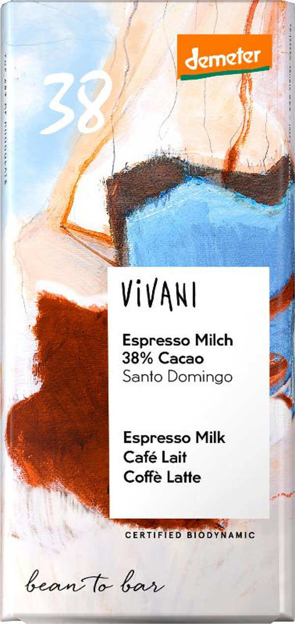 Produktfoto zu Schokolade Espresso Milch 38 %  Cacao 90 g Tafel