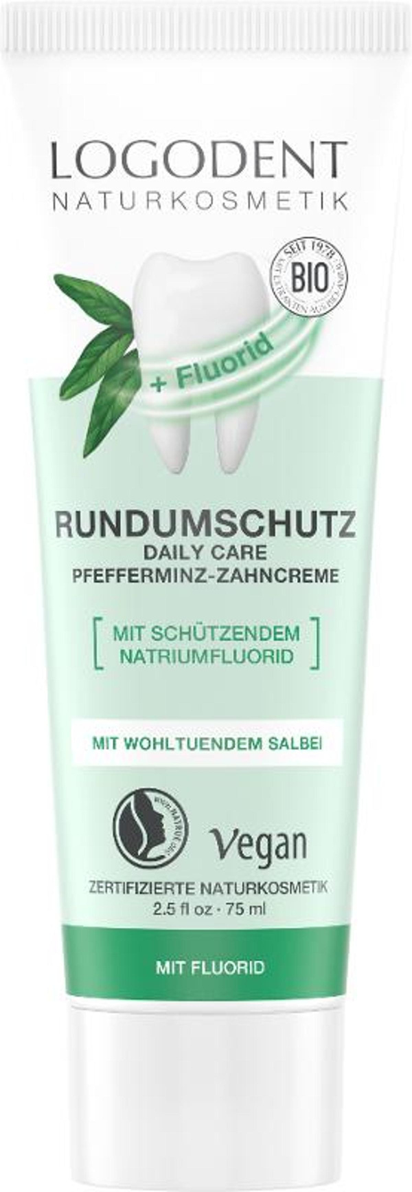 Produktfoto zu RUNDUMSCHUTZ + Fluorid Pfefferminz-Zahncreme 75ml