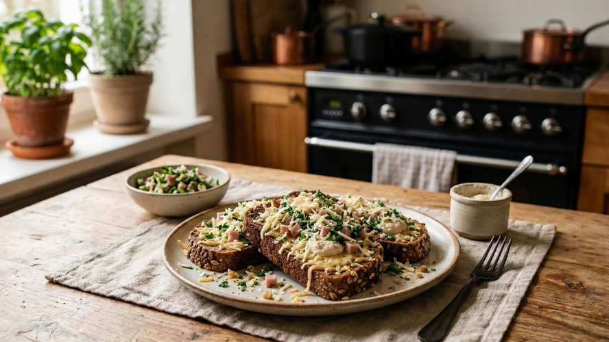 Rezeptbild für Armer Ritter Variation mit Kräutern & Käse