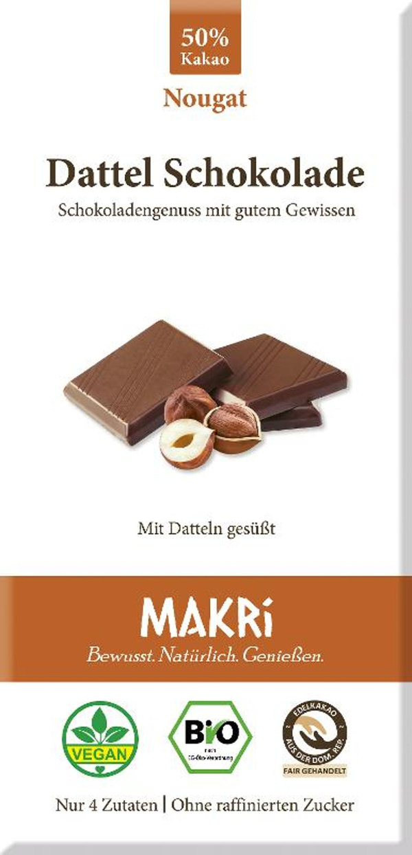 Produktfoto zu Dattel Schokolade Nougat 50%