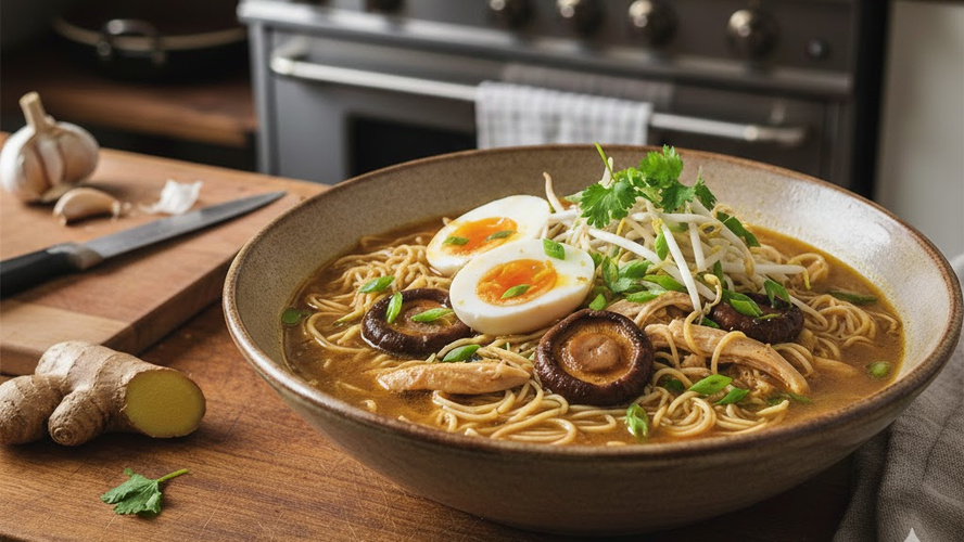 Rezeptbild für Ramen-Variation mit Huhn (One Pot)