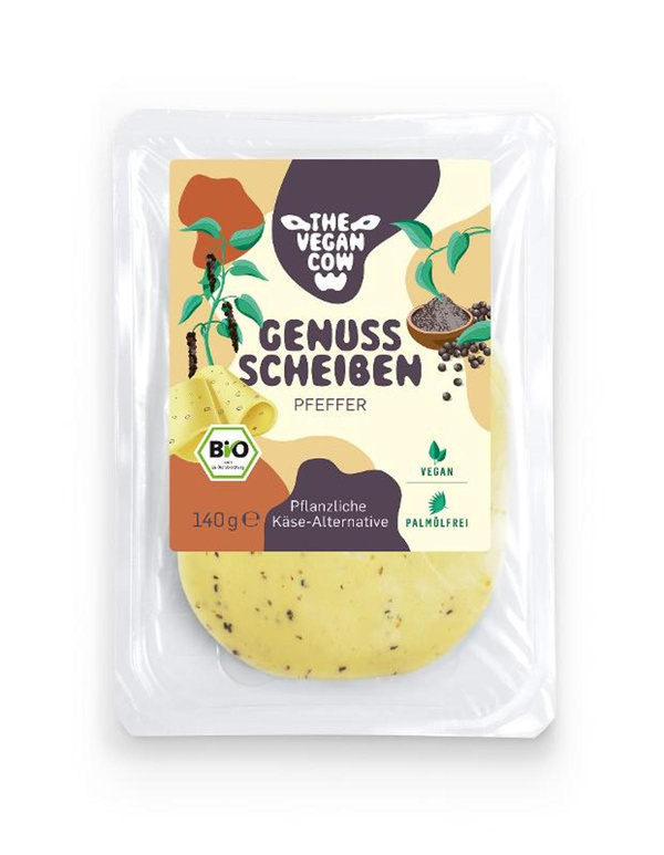 Produktfoto zu Käse Alternative mit Pfeffer in Scheiben vegan