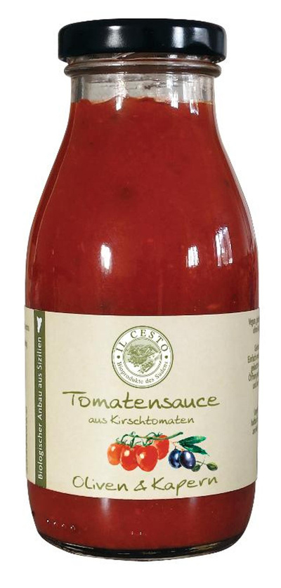 Produktfoto zu Tomatensauce mit Oliven und Kapern 250ml