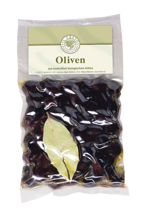 Produktfoto zu Marok. Oliven getr. schwarz, mit Stein 190g