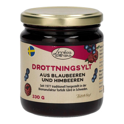 Produktfoto zu Drottningsylt aus Blaubeeren und Himbeeren 330g