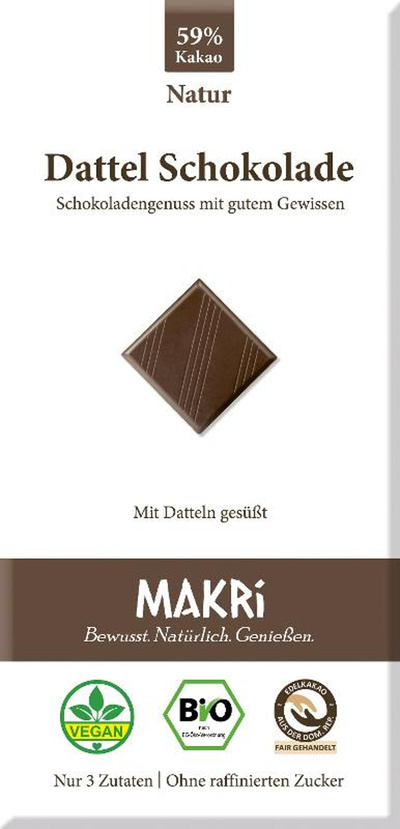 Produktfoto zu Dattel Schokolade Natur 59% 85g