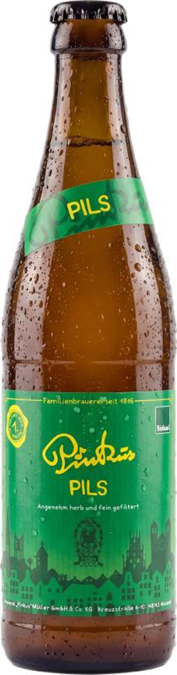 Produktfoto zu Pinkus Pils Kiste 8*0,5L