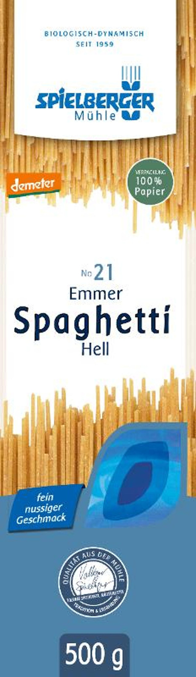 Produktfoto zu Emmer Spaghetti hell 500g