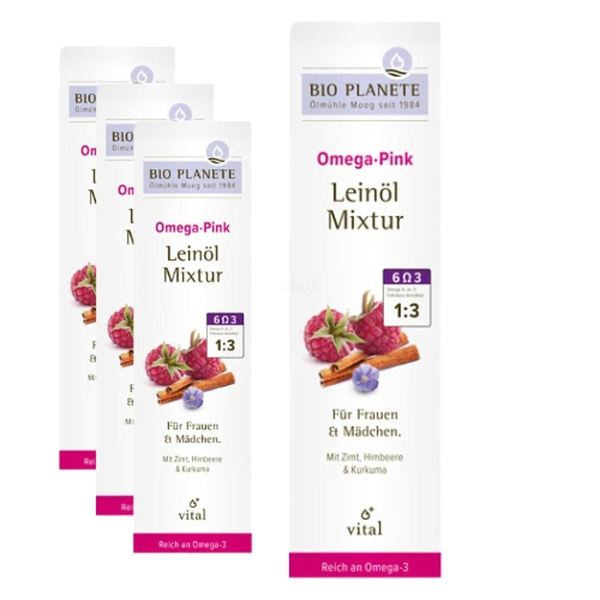 Produktfoto zu Omega Pink - Leinöl Mixtur 4x100ml