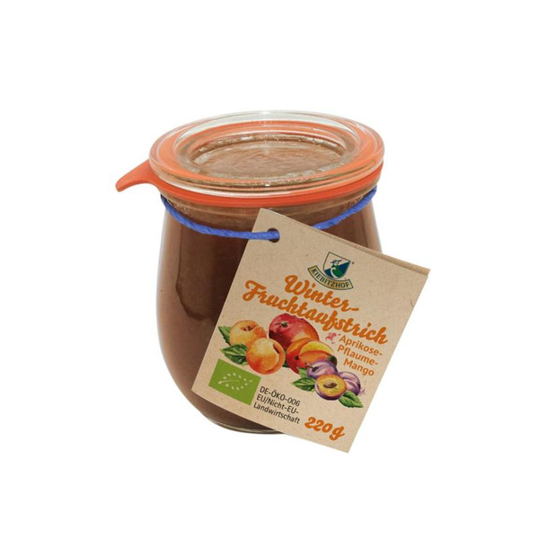 Produktfoto zu Fruchtaufstrich Winterliebe Aprikose-Mango-Pflaume 220g