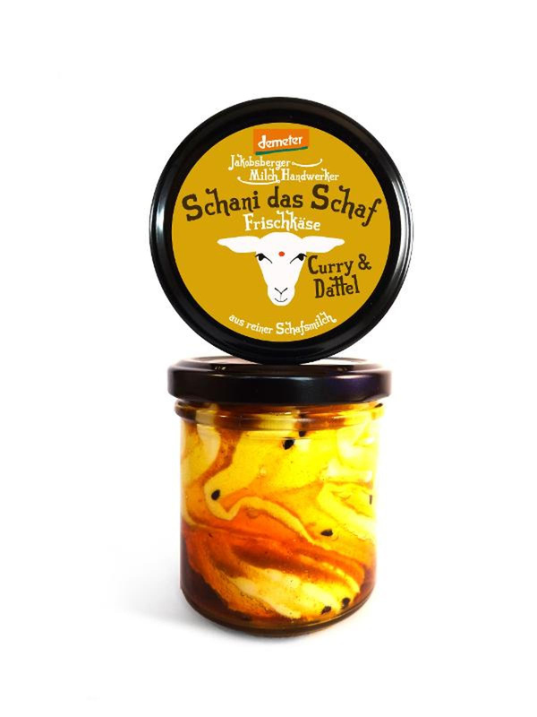 Produktfoto zu Schanti das Schaf Frischkäse Curry & Dattel 135g