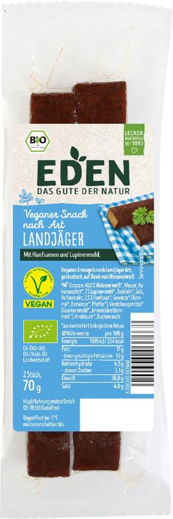 Produktfoto zu Veganer Snack Landjäger Art 2 St.