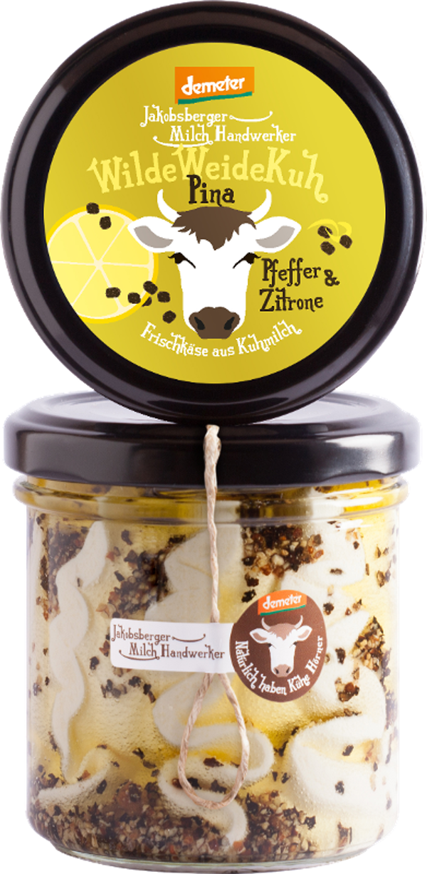 Produktfoto zu Pina Frischkäsecreme Pfeffer -  Zitrone 140g