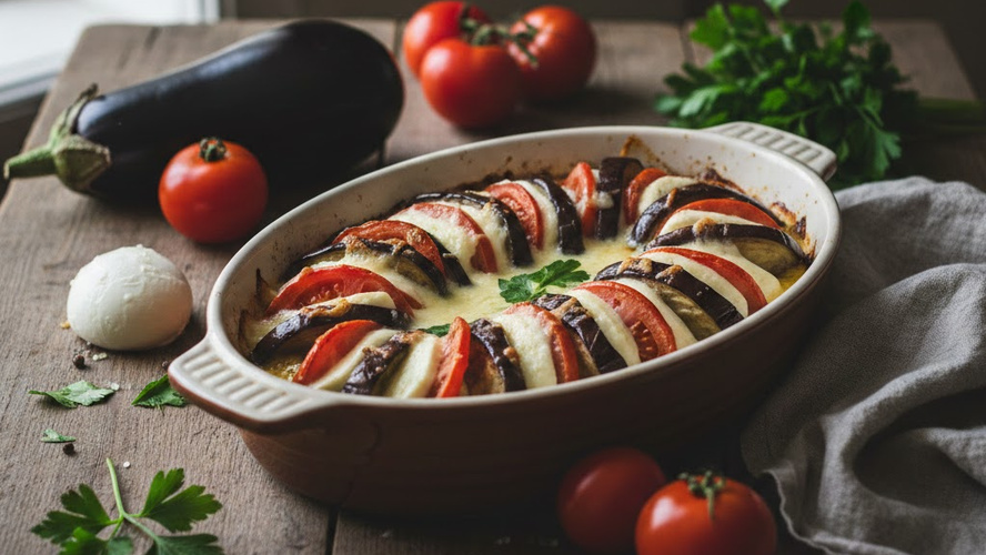Rezeptbild für Gebackene Aubergine mit Zitronen-Dip