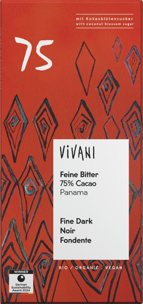 Produktfoto zu Feine Bitter 75% Kakao Tafelschokolade 80g