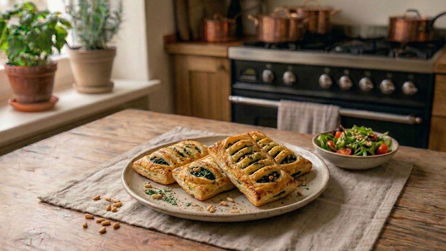 Rezeptbild für Blätterteig-Spinat-Taschen
