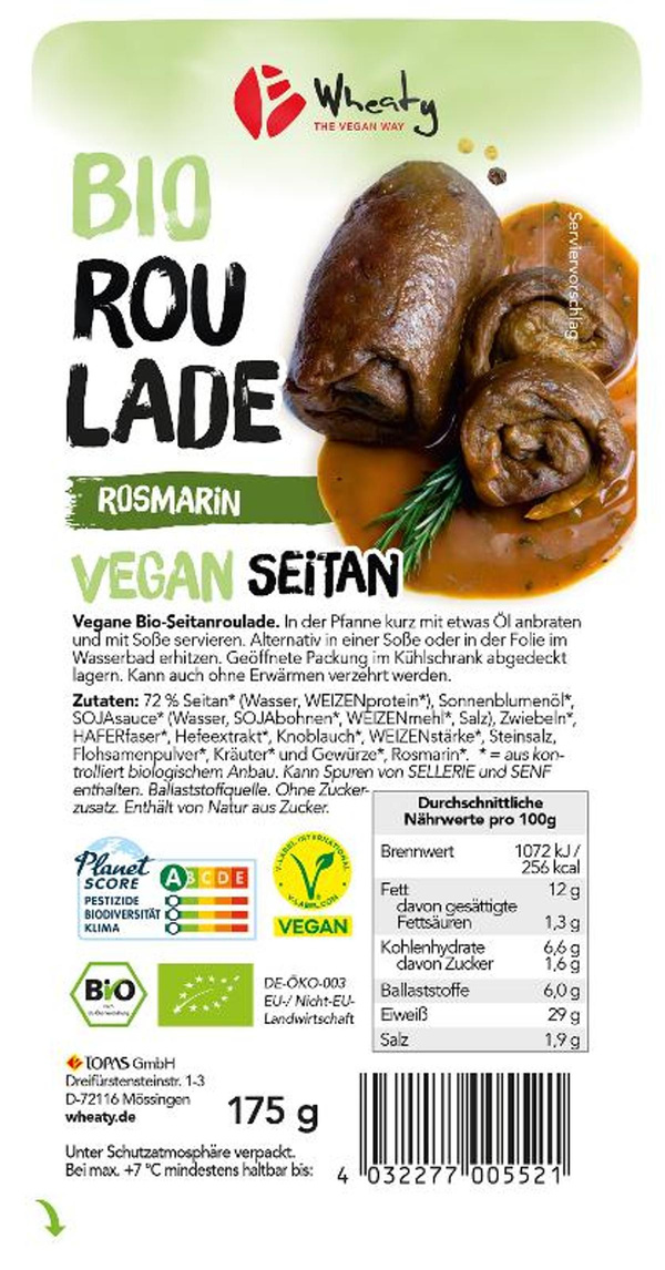 Produktfoto zu Vegane Rosmarin-Roulade 175g 2 Stück